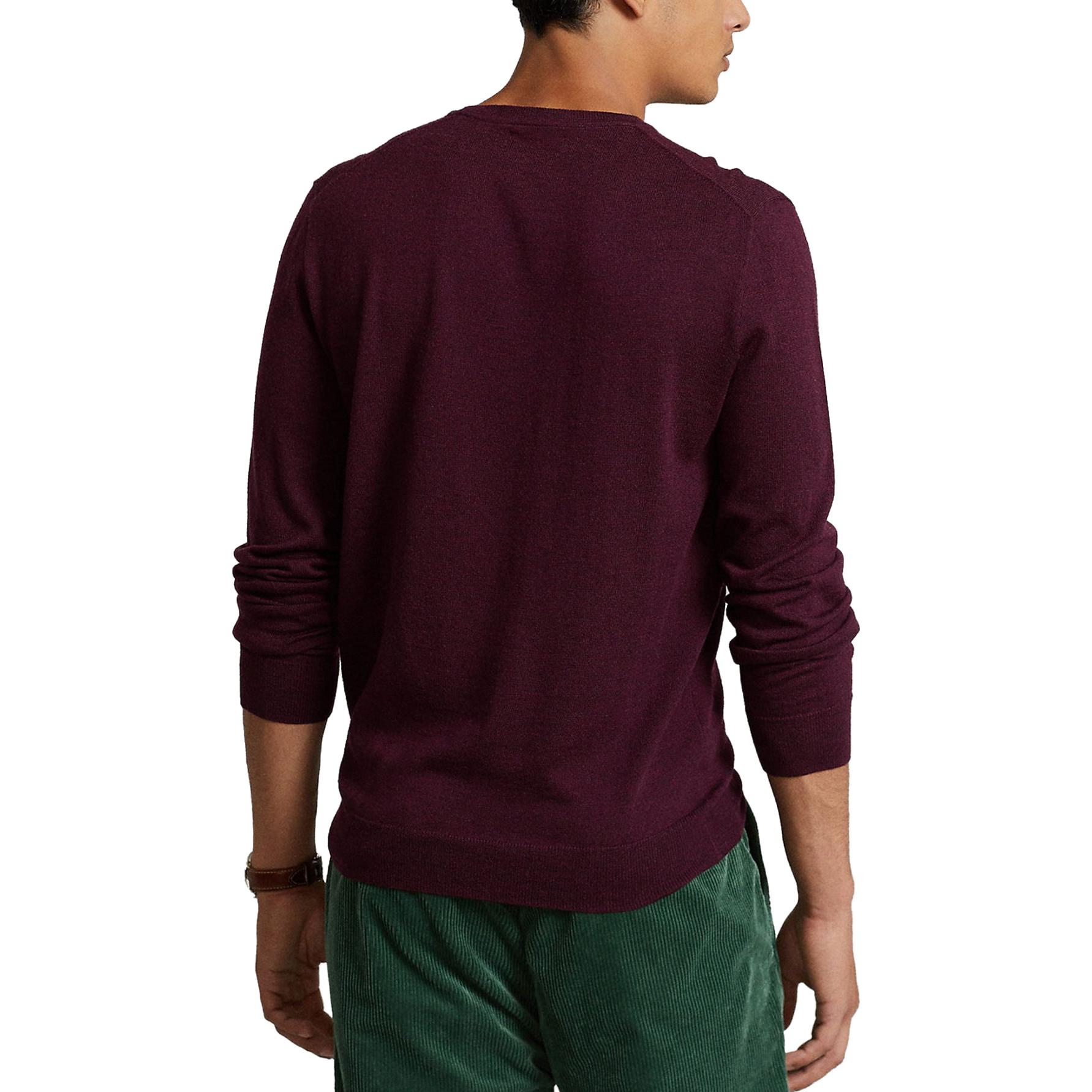 Shop 랄프 로렌 다크 레드 솔리드 크루넥 풀오버 스웨터. 710876846-005