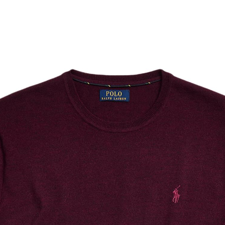 Purchase 랄프 로렌 다크 레드 솔리드 크루넥 풀오버 스웨터. 710876846-005