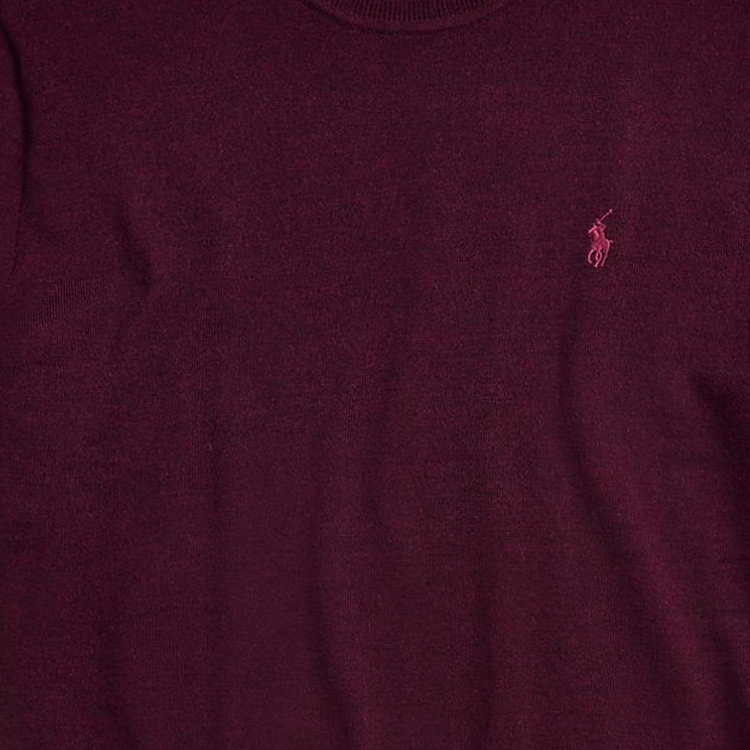 Sizing 랄프 로렌 다크 레드 솔리드 크루넥 풀오버 스웨터. 710876846-005