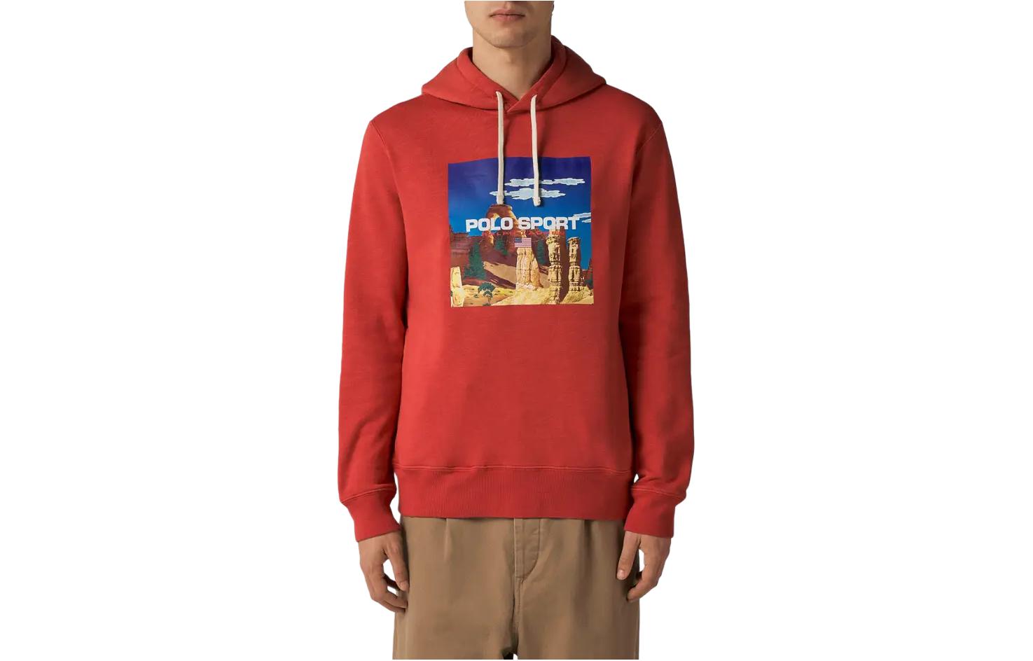 Ralph Lauren Alphabet Landscape Print Hoodie Red - Long Sleeve 710880630-001