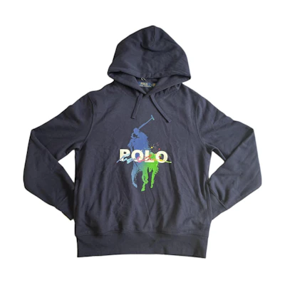Ralph Lauren Alphabet Logo Printed Hoodie Navy Blue Long Sleeve Sweatshirt 710871367-002