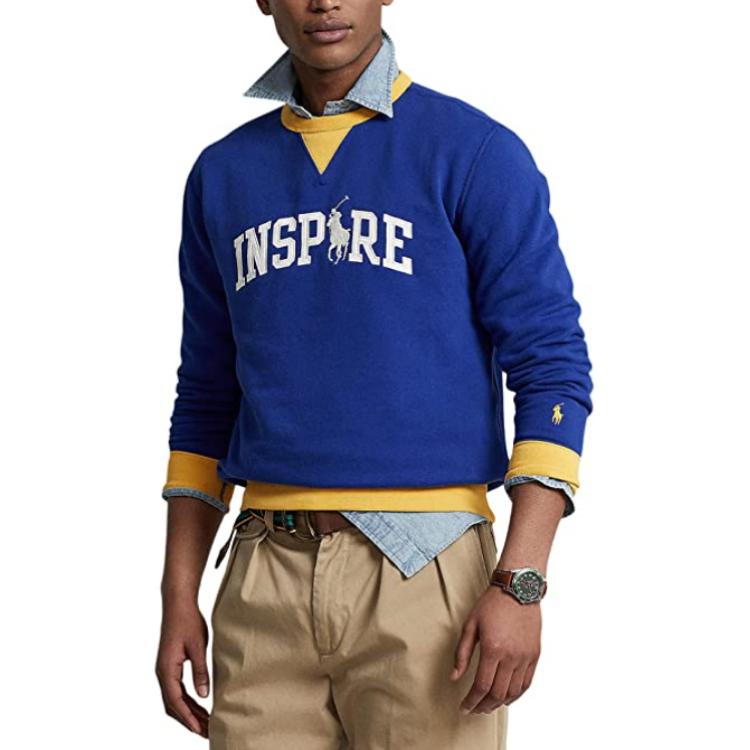 Ralph Lauren Alphabet Print Crewneck Pullover Sweatshirt Blue 887436515-656