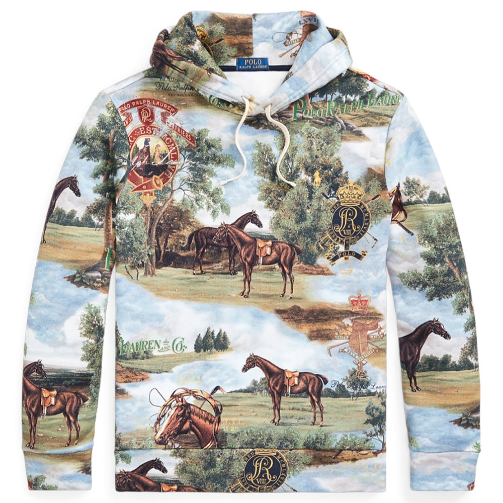 Ralph Lauren Animal Hoodie Slim Fit Light Blue Long Sleeve Sweatshirt MNPOKNI16823-170