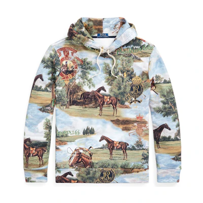 Ralph Lauren Animal Hoodie Slim Fit Light Blue Long Sleeve Sweatshirt MNPOKNI16823-170