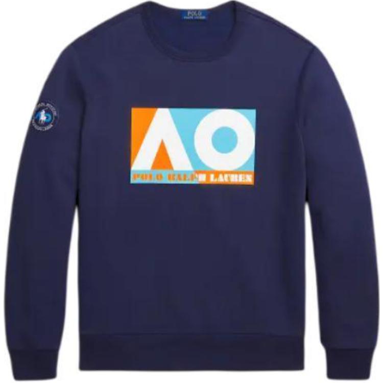 Ralph Lauren Australian Open Blue Logo Fleece Sweatshirt for Men MNPOKNI16823-241