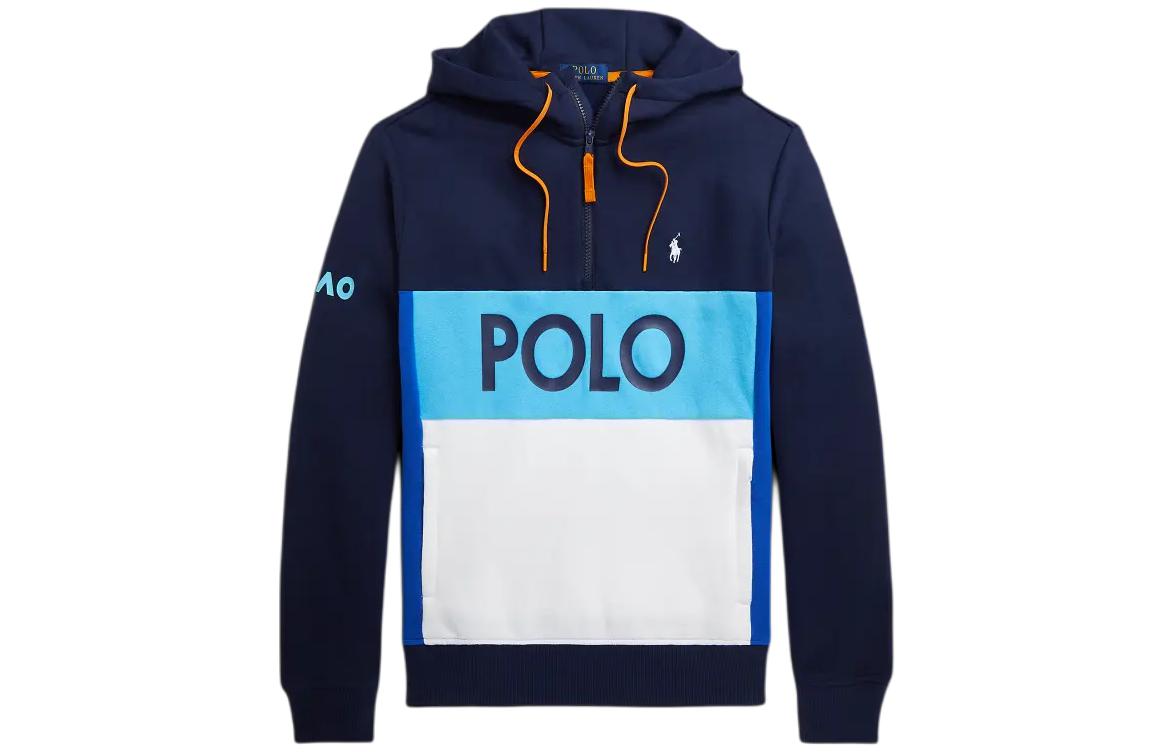 Ralph Lauren Australian Open Fleece Hoodie Navy Blue Letter Print MNPOKNI16823-223