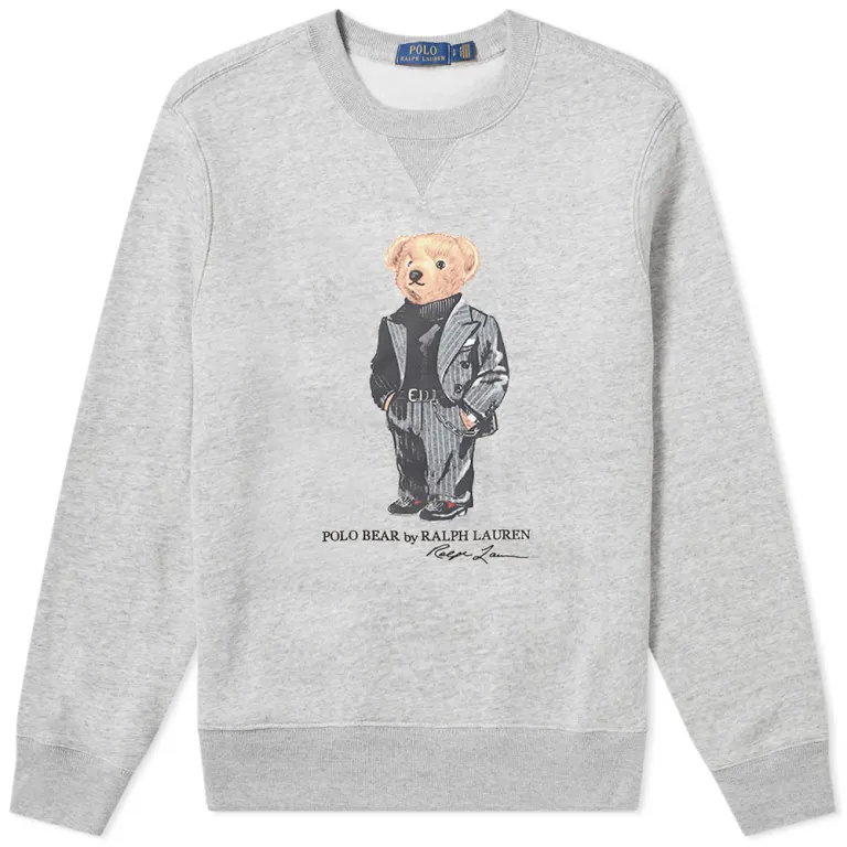 Ralph Lauren Bear Crewneck Sweatshirt Grey MNPOKNI16810750-D86