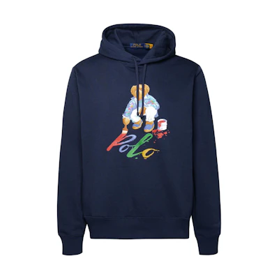 Ralph Lauren Bear Embroidered Hoodie Navy Blue Long Sleeve 710853309-030