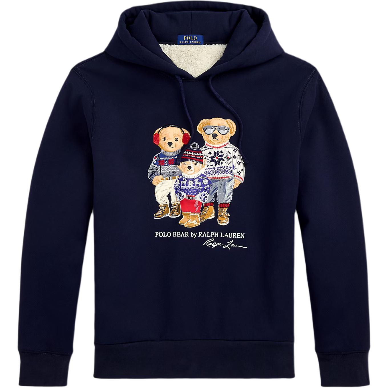 Ralph Lauren Bear Family Fleece Hoodie Navy Blue Casual Wear 100033245