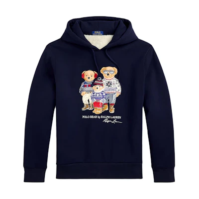 Ralph Lauren Bear Family Fleece Hoodie Navy Blue Casual Wear 100033245