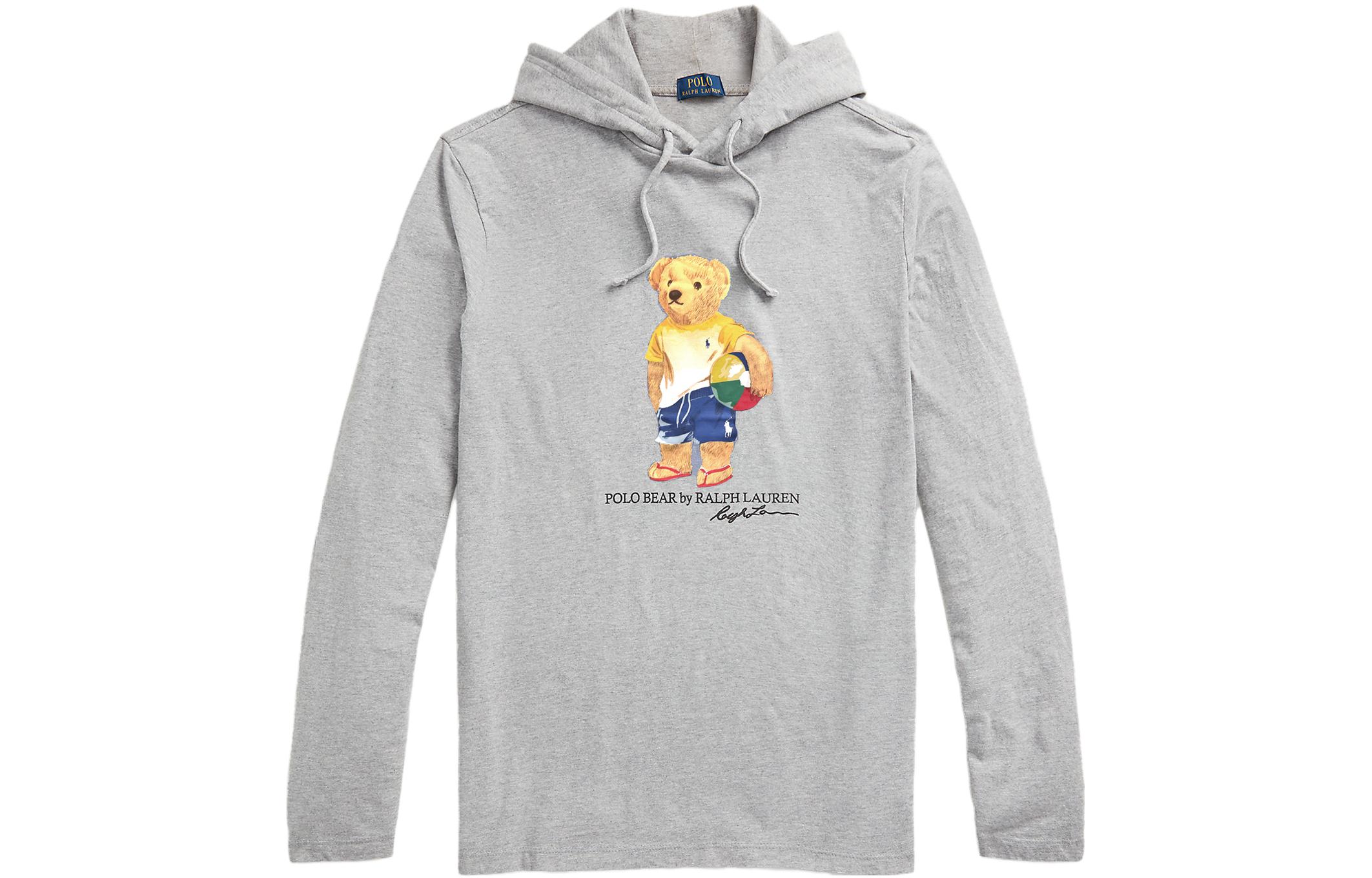 Ralph Lauren Bear Logo Print Hoodie Men’s Gray 710860165-005