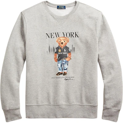 Ralph Lauren Bear Print Crewneck Fleece Sweatshirt Grey 710822583-001 Order Ralph Lauren Bear Print Crewneck Fleece Sweatshirt Grey 710822583-001
