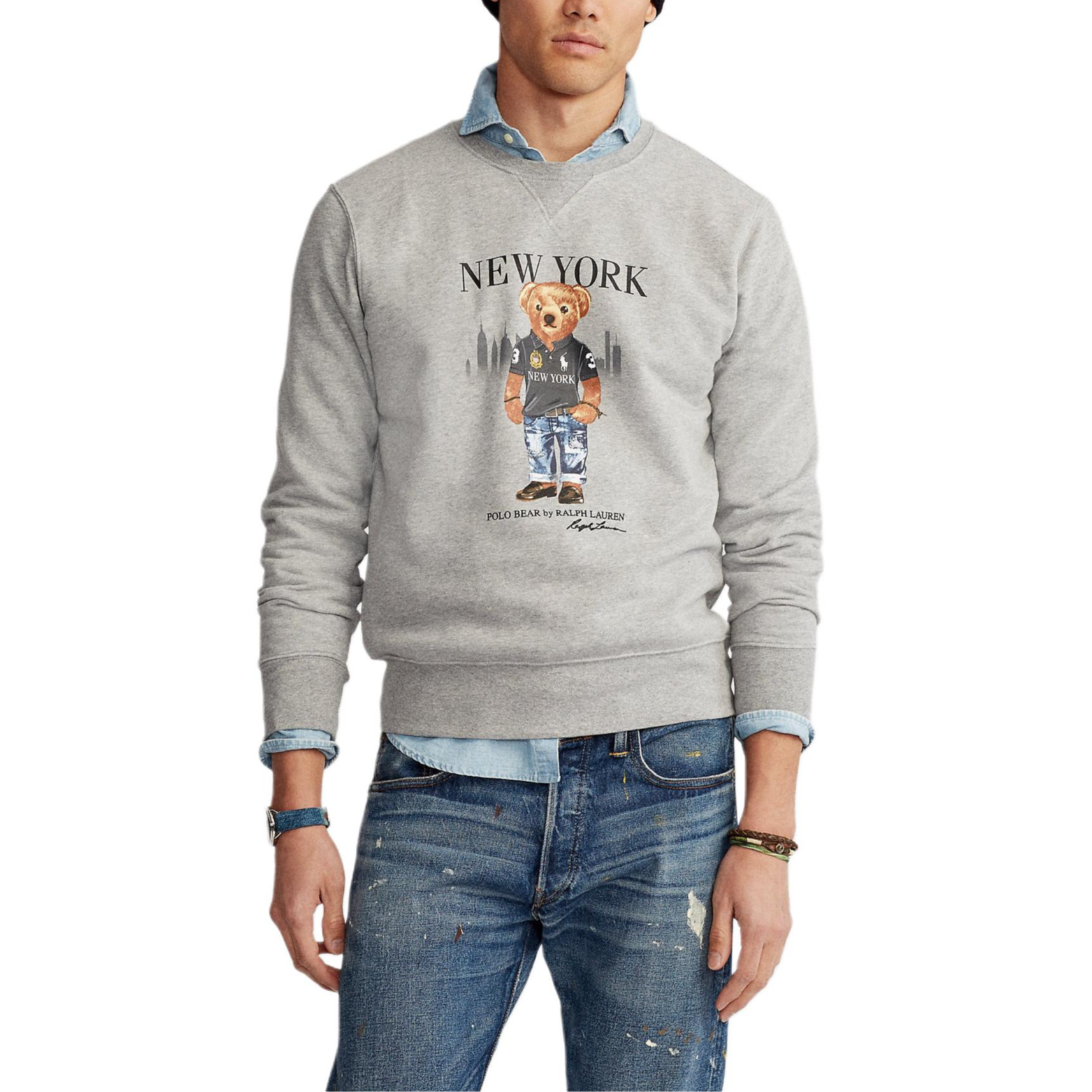 Ralph Lauren Bear Print Crewneck Fleece Sweatshirt Grey 710822583-001 圖 5