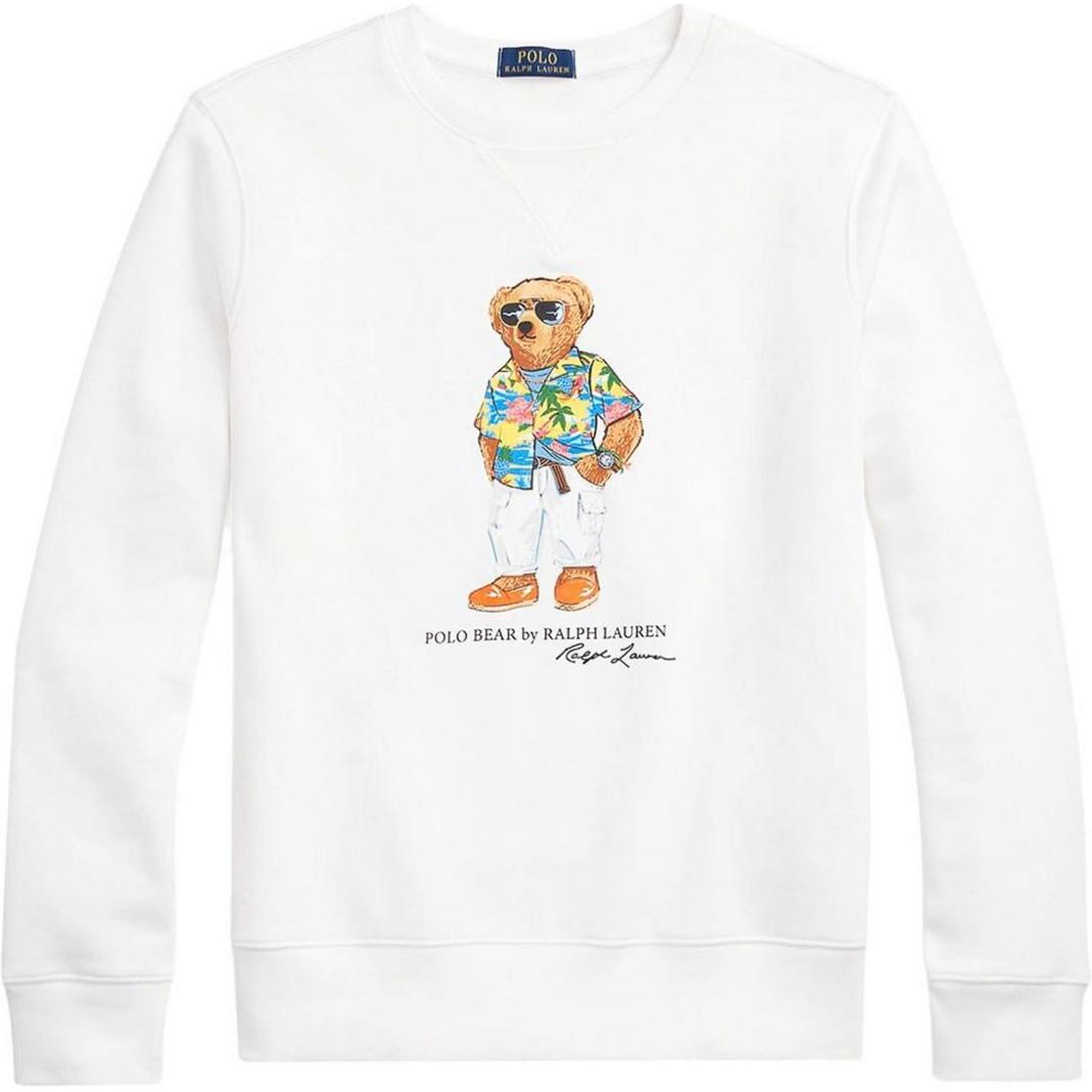 Ralph Lauren Bear Print Crewneck Pullover Sweatshirt White 710853308-032