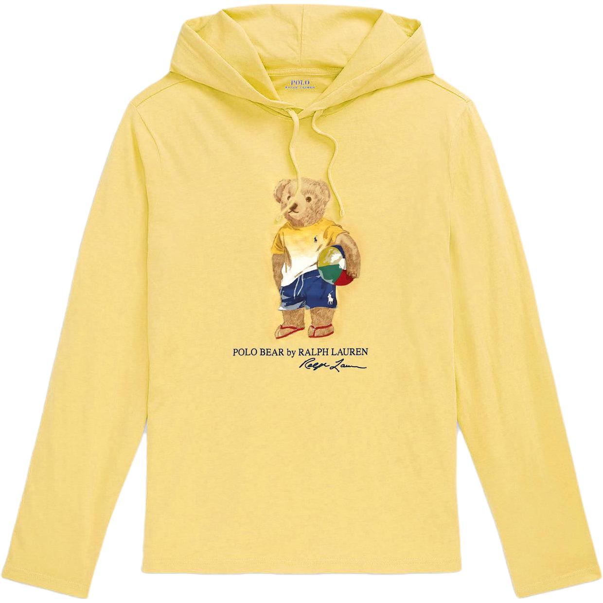 Ralph Lauren Bear Print Drawstring Hoodie Yellow 710860165-006