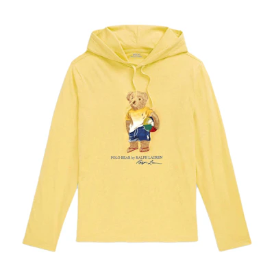Ralph Lauren Bear Print Drawstring Hoodie Yellow 710860165-006