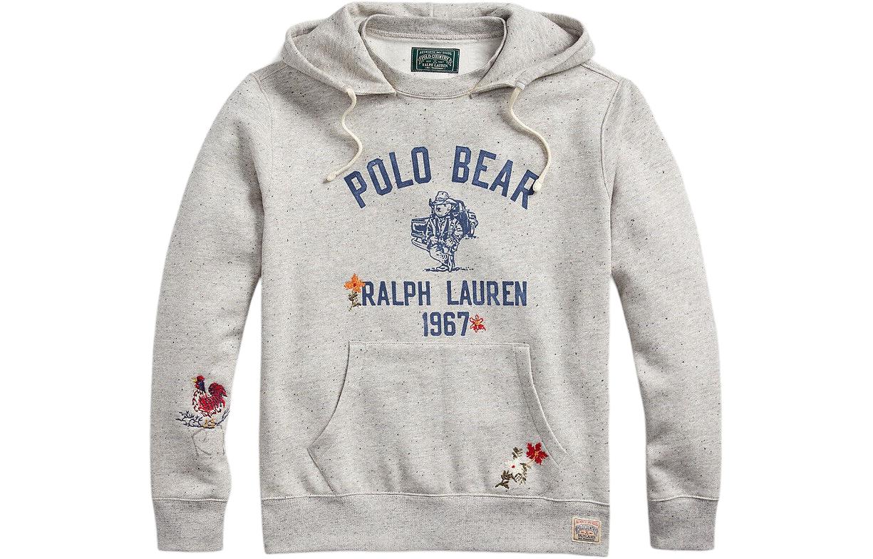 Ralph Lauren Bear Print Hoodie Grey ( Loose Fit) 710937333-001