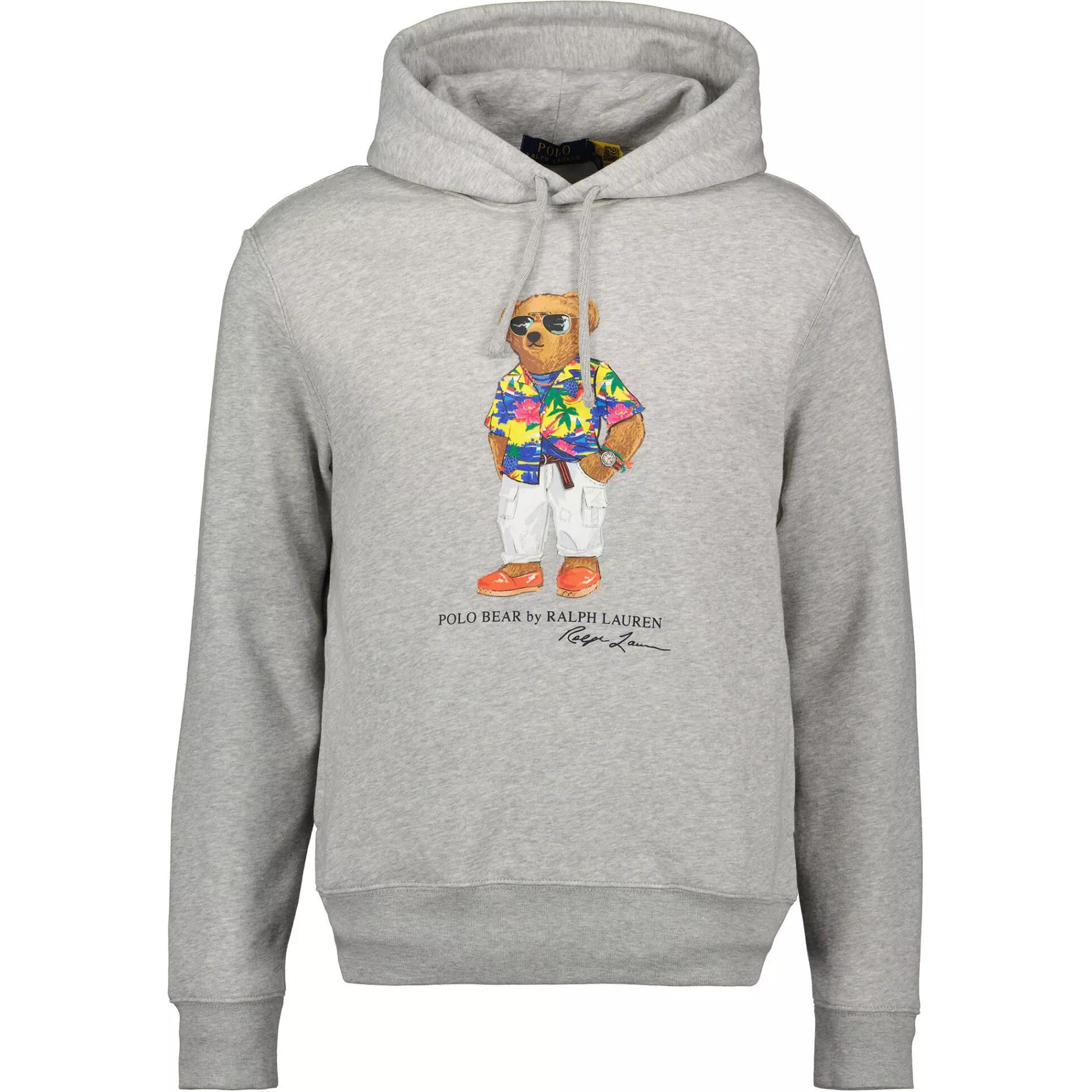 Ralph Lauren Bear Print Hoodie Sweatshirt Men’s Grey 710853309-036