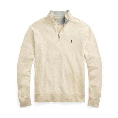 Ralph Lauren Beige Half-Zip Pullover with Embroidered Logo 710812963-017
