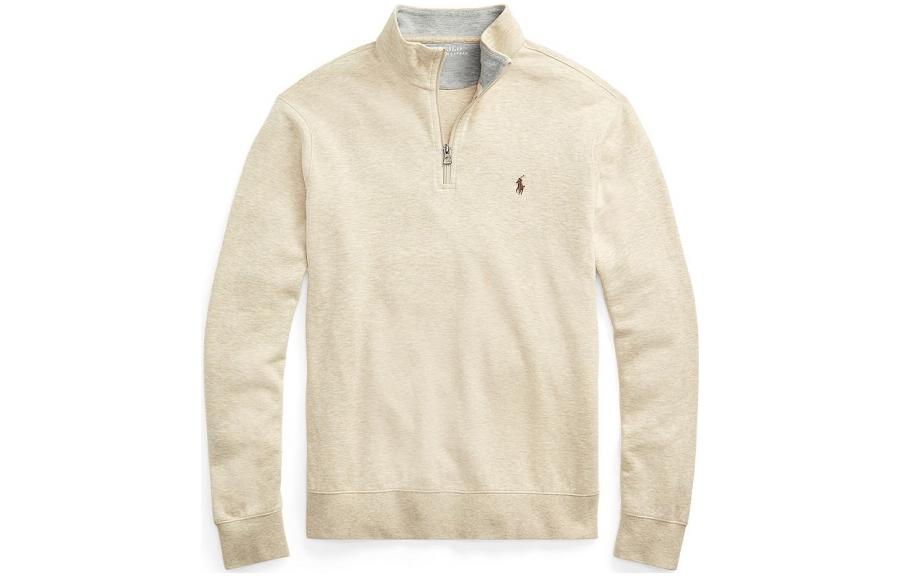 Order Ralph Lauren Beige Half-Zip Pullover dengan Logo Sulaman 710812963-017