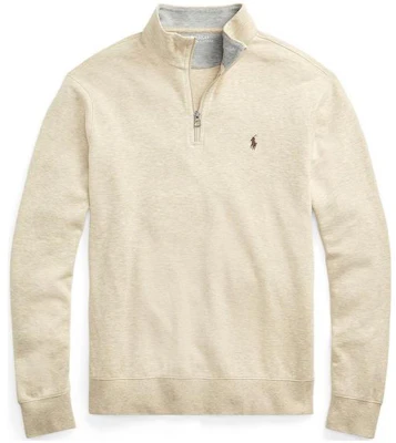 Ralph Lauren Beige Half-Zip Pullover dengan Logo Sulaman 710812963-017 Order Ralph Lauren Beige Half-Zip Pullover dengan Logo Sulaman 710812963-017