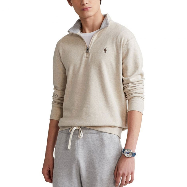 Shop Ralph Lauren Beige Half-Zip Pullover dengan Logo Sulaman 710812963-017