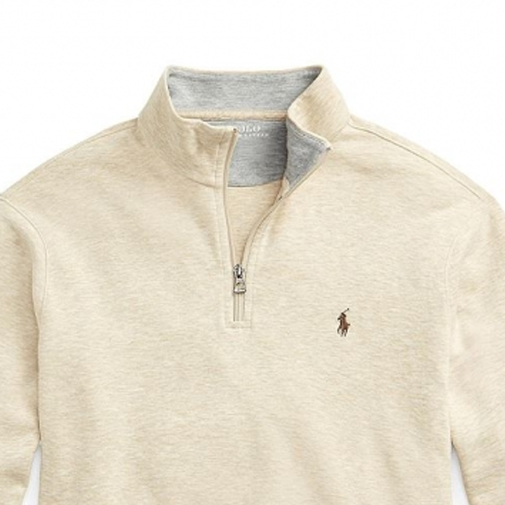 Details for Ralph Lauren Beige Half-Zip Pullover dengan Logo Sulaman 710812963-017