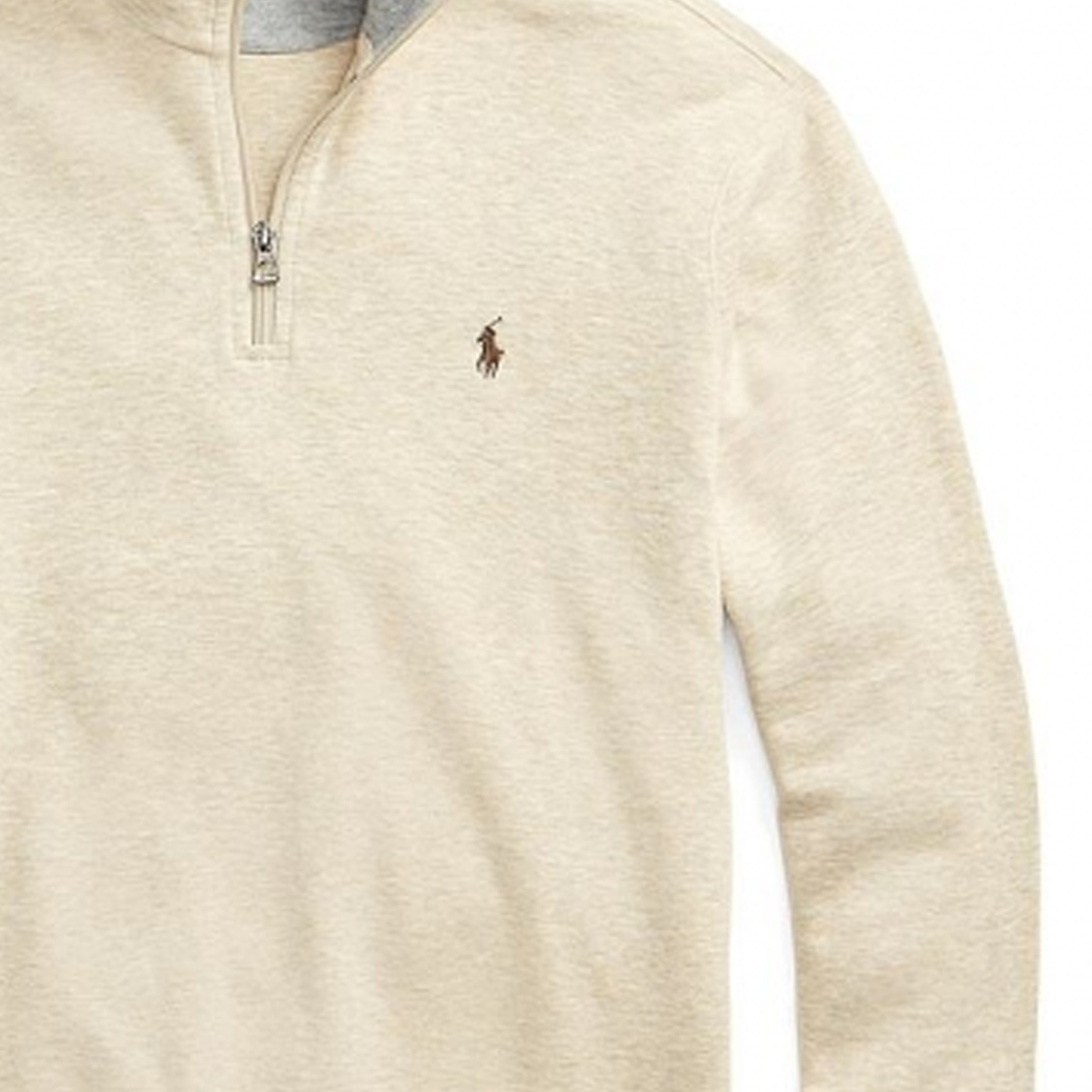 Sizing Ralph Lauren Beige Half-Zip Pullover dengan Logo Sulaman 710812963-017