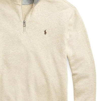 Ralph Lauren Beige Half-Zip Pullover dengan Logo Sulaman 710812963-017 Sizing Ralph Lauren Beige Half-Zip Pullover dengan Logo Sulaman 710812963-017