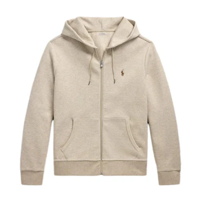 Ralph Lauren Beige Logo Long-Sleeve Hooded Zip-Up Jacket 710881517-049