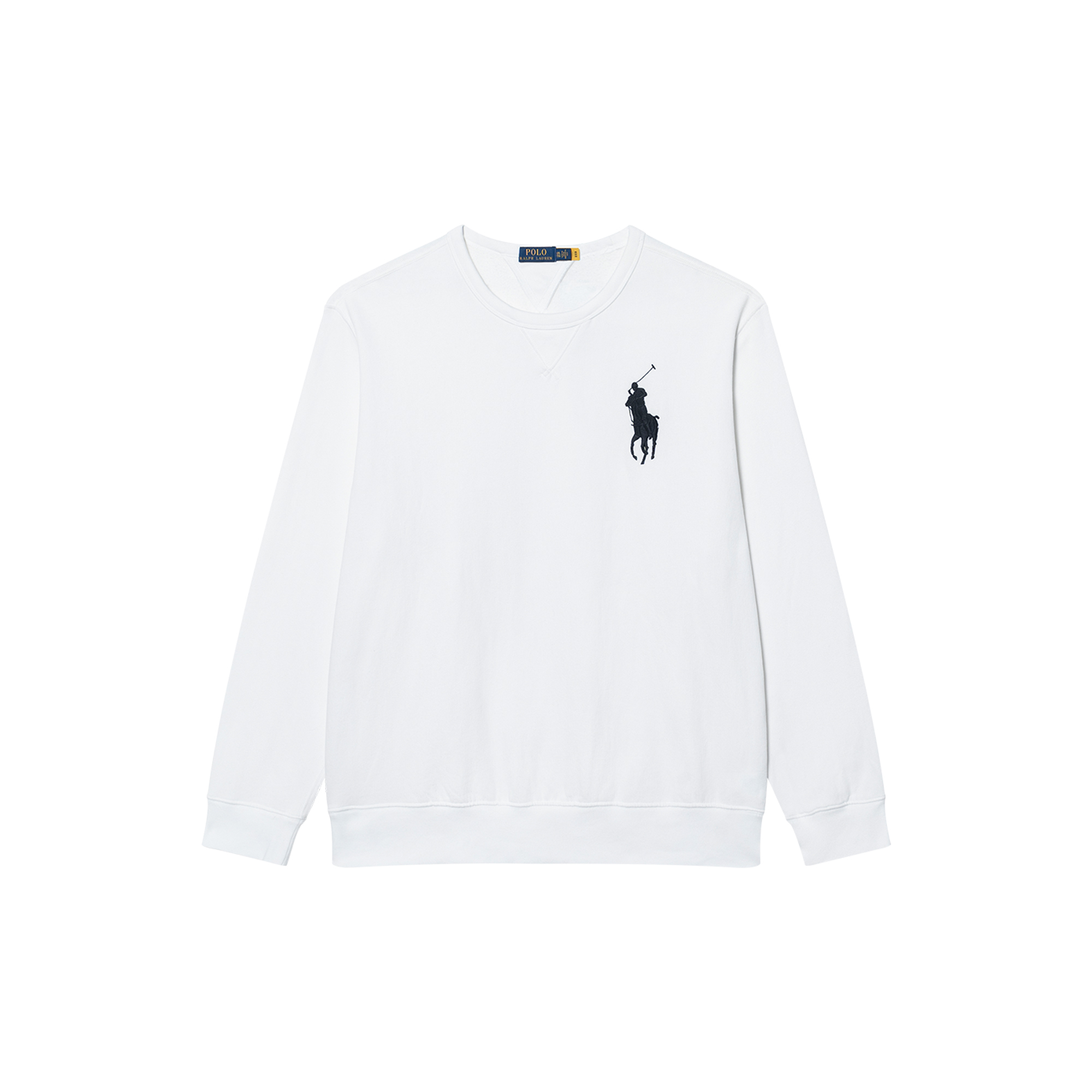 Ralph Lauren Big Pony Logo Embroidered Crewneck Fleece Sweatshirt White Mens MNPOKNI16820474-100