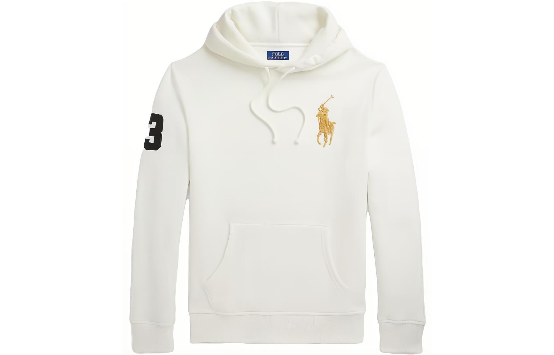 Ralph Lauren Big Pony White Fleece Hoodie Pullover Sweatshirt for Men MNPOKNI16823-117