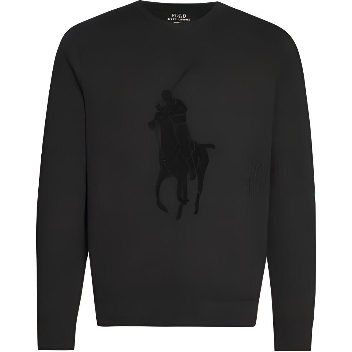 Ralph Lauren Black Crewneck Sweatshirt with Embroidered Logo 710766862-001