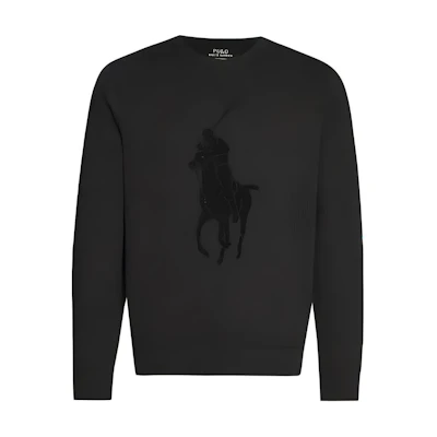 Ralph Lauren Black Crewneck Sweatshirt with Embroidered Logo 710766862-001