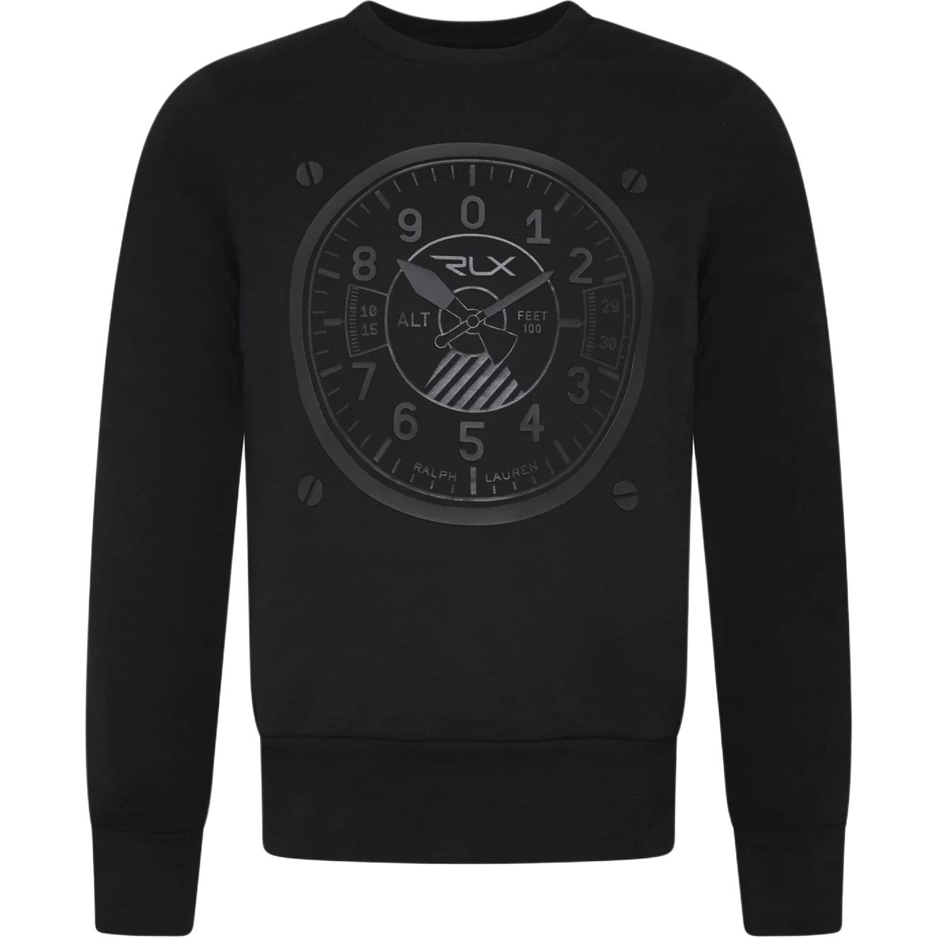 Ralph Lauren Black Crewneck Sweatshirt with Letter and Number Print 790736411-001