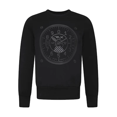 Ralph Lauren Black Crewneck Sweatshirt with Letter and Number Print 790736411-001