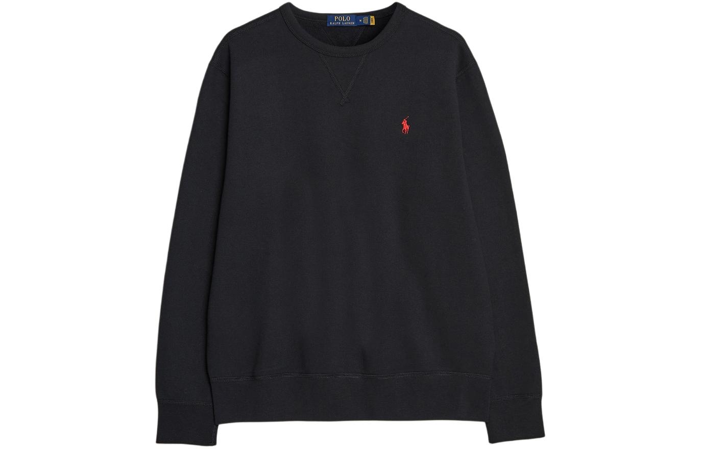 Ralph Lauren Black Crewneck Sweatshirt with Pony Embroidery 7107928815-001