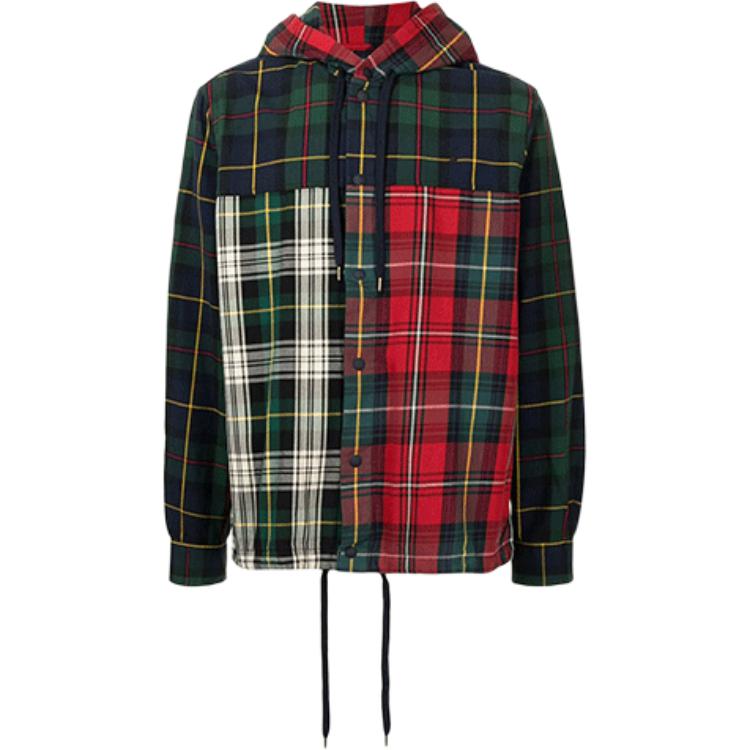 Ralph Lauren Black Hooded Long-Sleeve Patchwork Jacket Shirt 7108505440015429