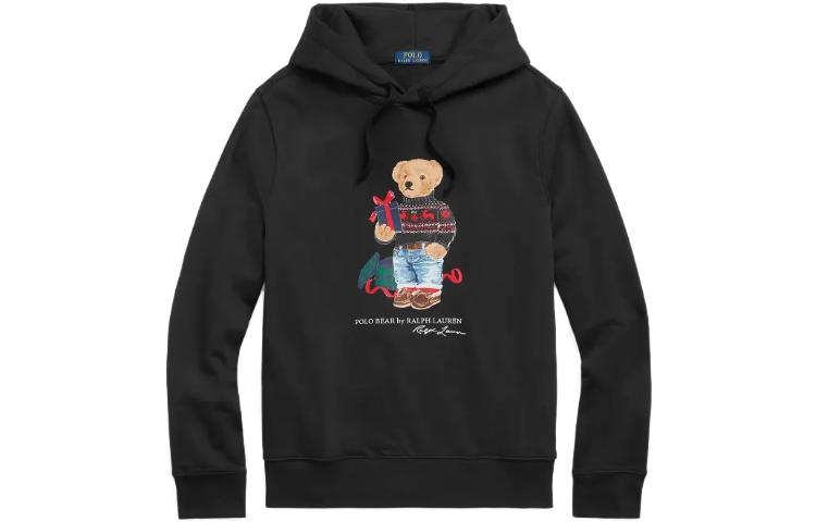 Ralph Lauren Black Hoodie with Animal Print, Slim Fit Long Sleeves MNPOKNI16823-240