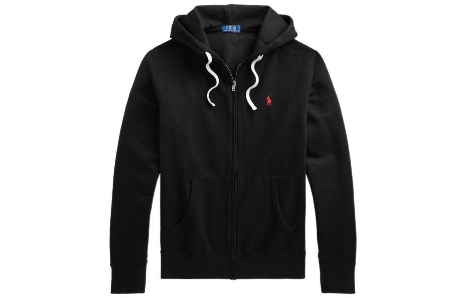 Ralph Lauren Black Hoodie with Solid Color and Logo Embroidery MNPOKNI16821070-001