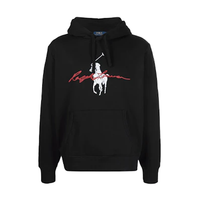 Ralph Lauren Black Hoodie with White Logo Print Pullover Design 710839053-004