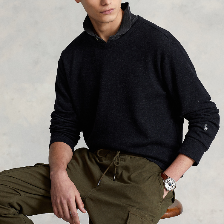 Details for ラルフローレン ブラック クルーネック プルオーバー カジュアル スウェットシャツ MNPOKNI16821791-001