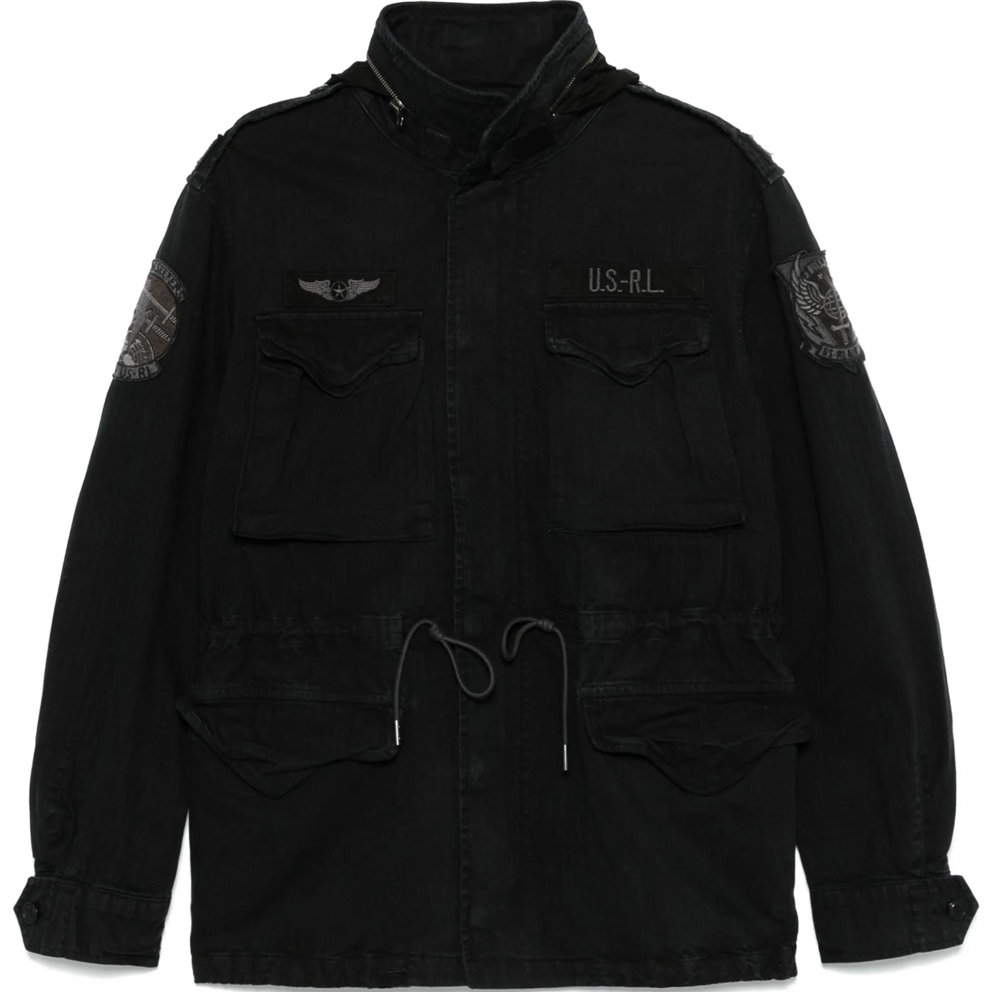 Ralph Lauren Black Solid Drawstring Waist Loose-Fit Jacket 710955784-001