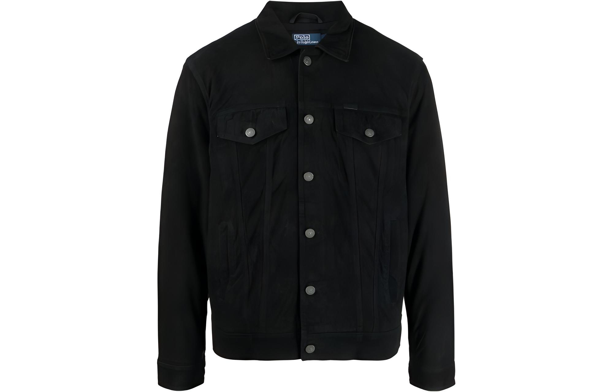 Ralph Lauren Black Solid Loose-Fit Collar Button Jacket 710907620-001