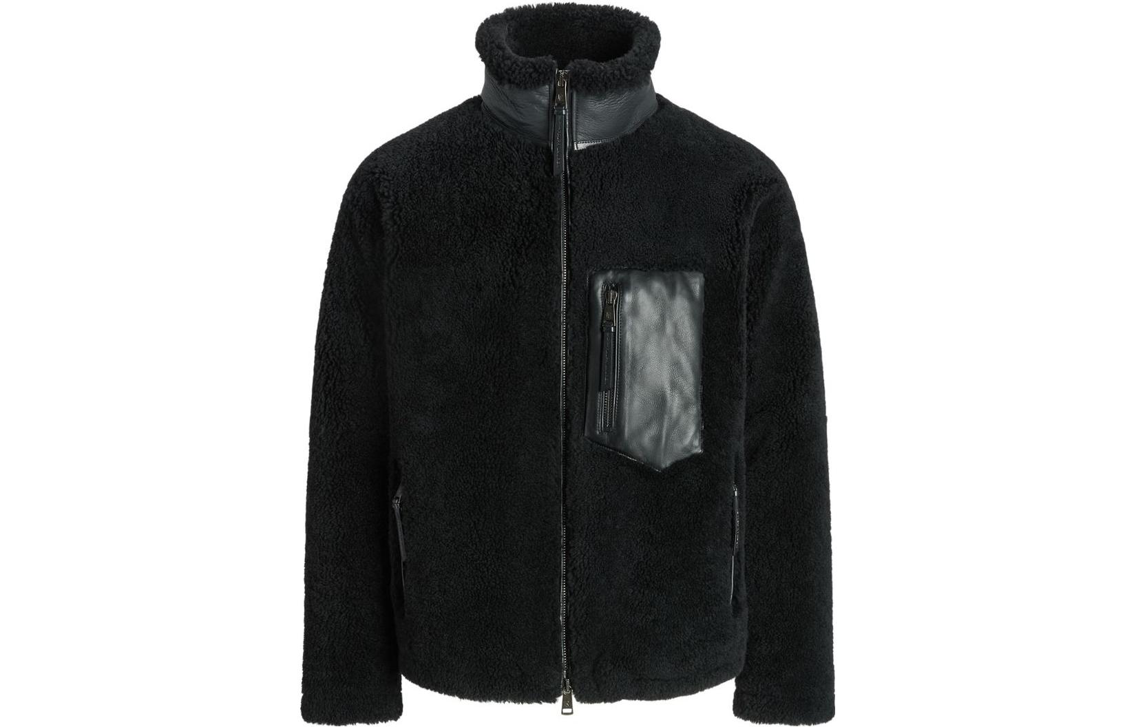 Ralph Lauren Black Solid Stand Collar Zip-Up Jacket 790920275-002