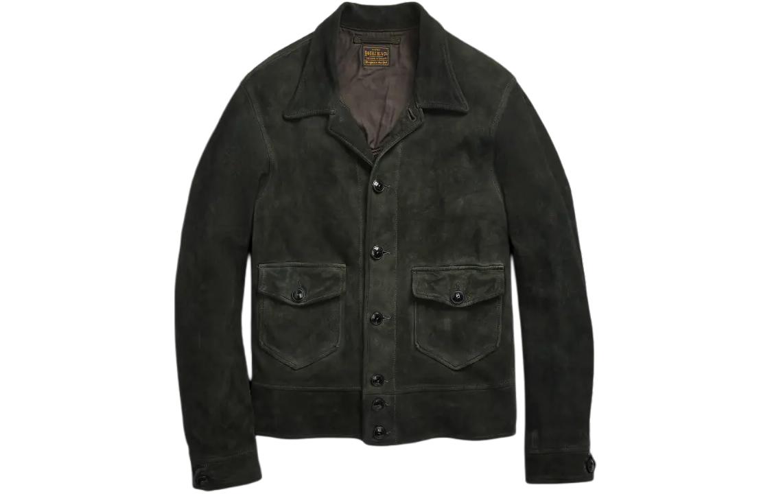 Ralph Lauren Black Suede Jacket Classic Button-Down Long Sleeve Outerwear MNRROTW16020-130