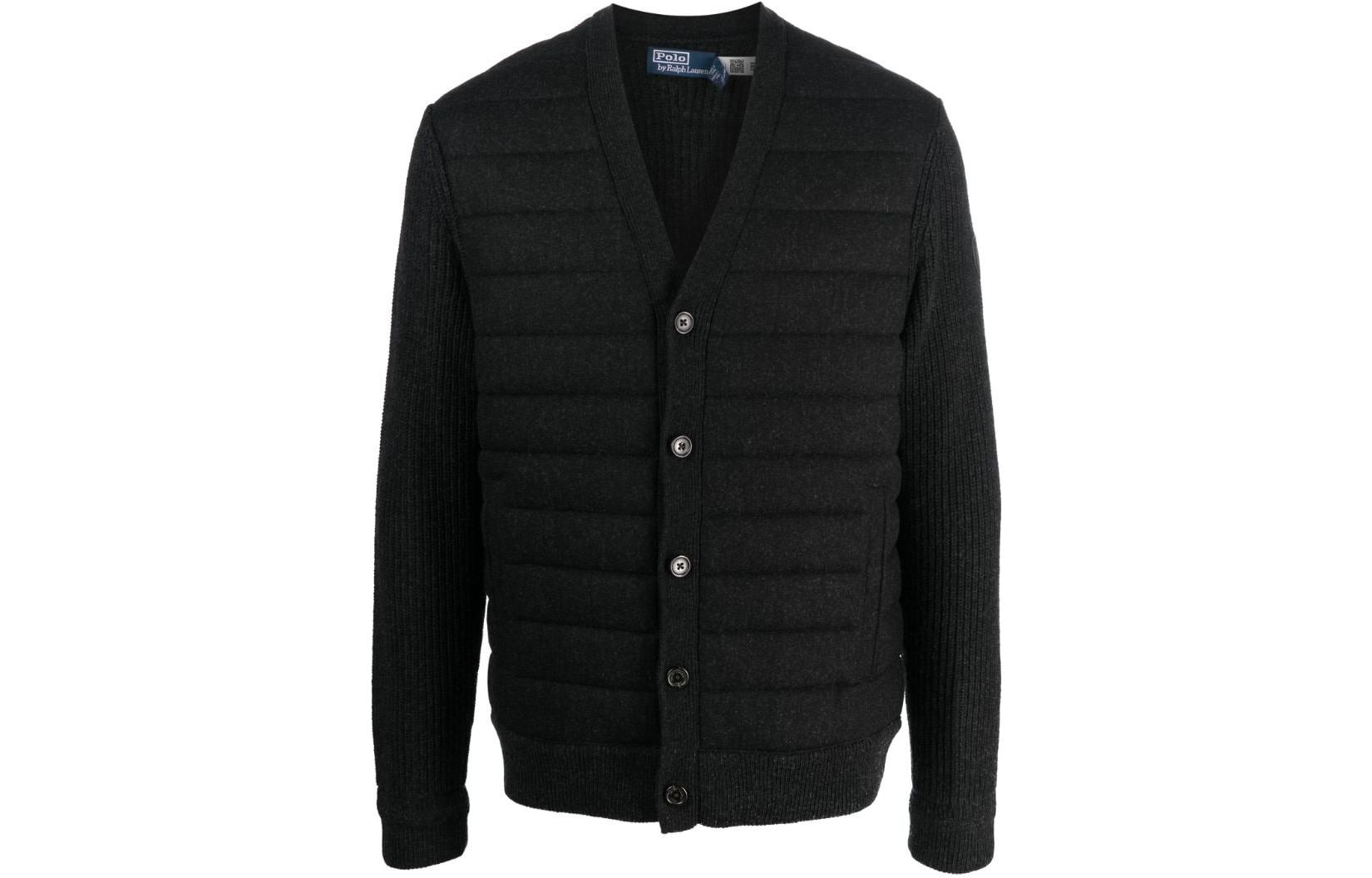 Ralph Lauren Black V-Neck Casual Long Sleeve Jacket 710917040-001