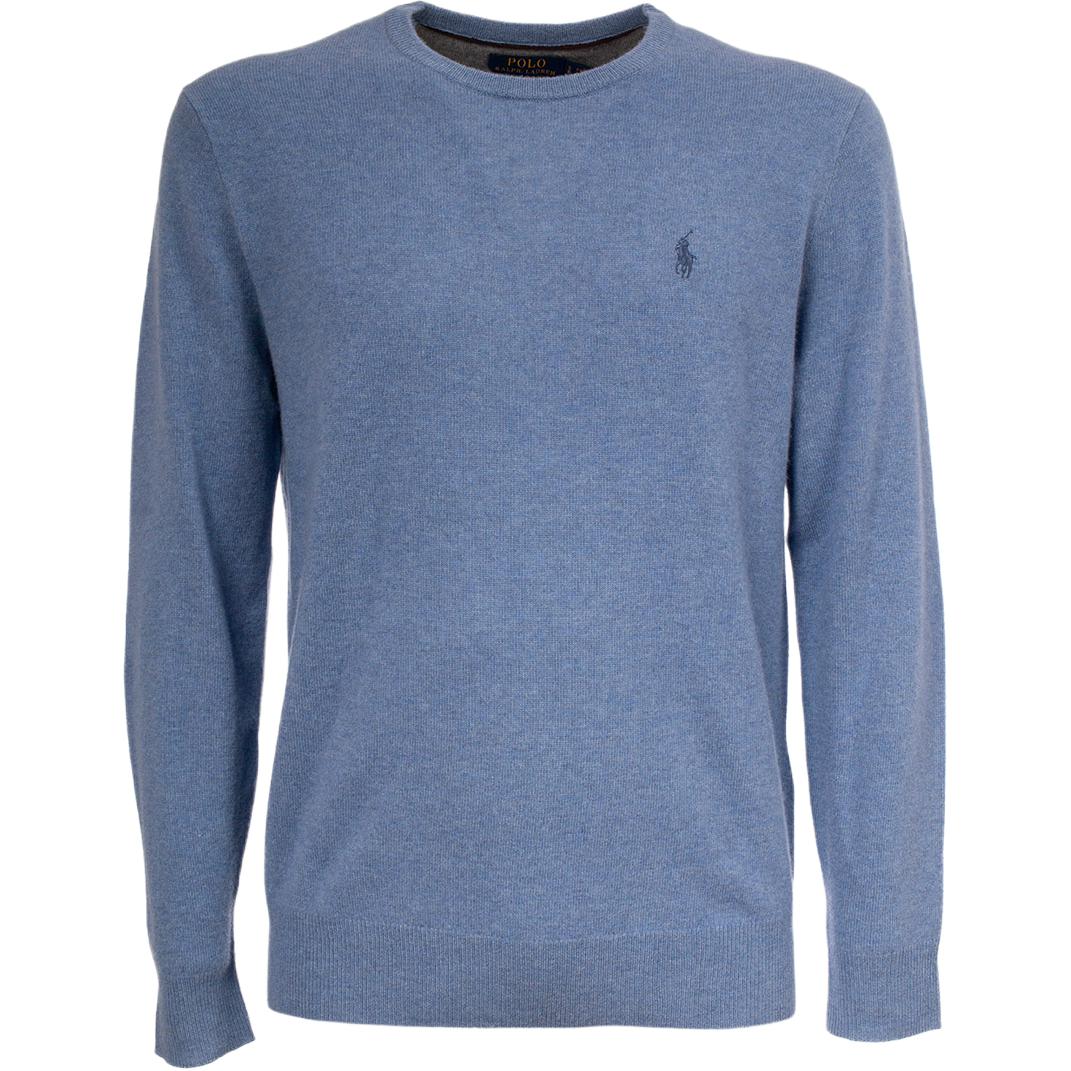 Ralph Lauren Blue Crewneck Sweatshirt with Logo Embroidery 710667378-015
