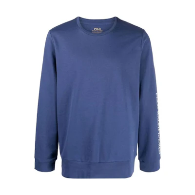 Ralph Lauren Blue Crewneck Sweatshirt with Logo Print 714862618-001