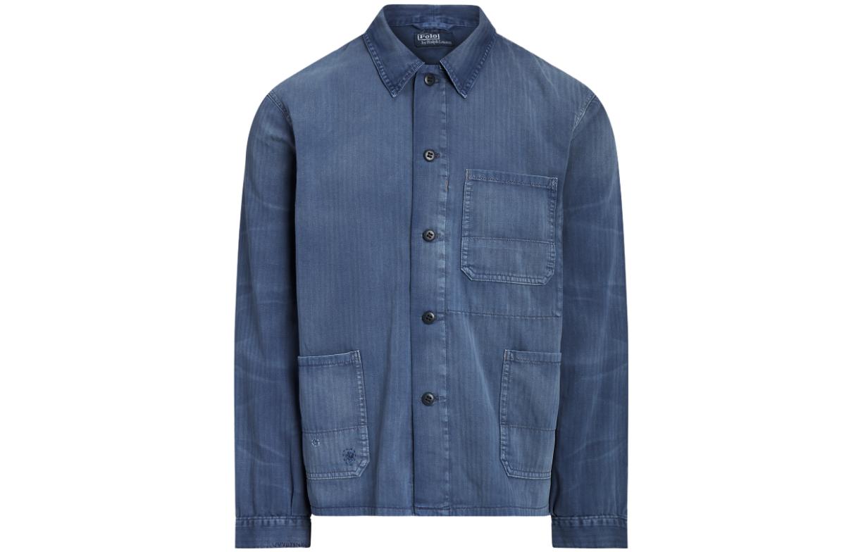 Ralph Lauren Blue Herringbone Cotton Long-Sleeve Jacket MNPOOTW16021123-400